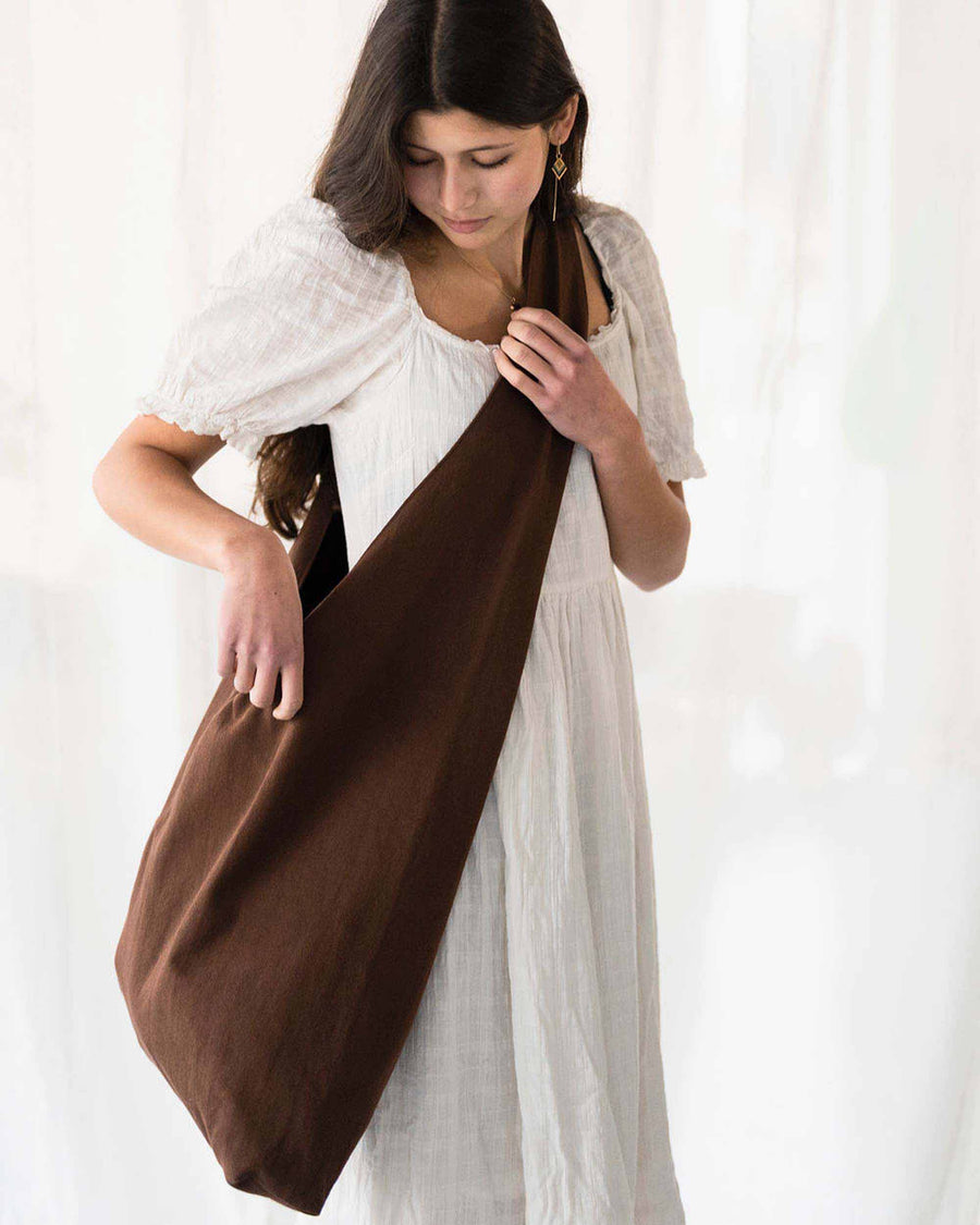 Tira Oversized Triangle Canvas Bag - Brown