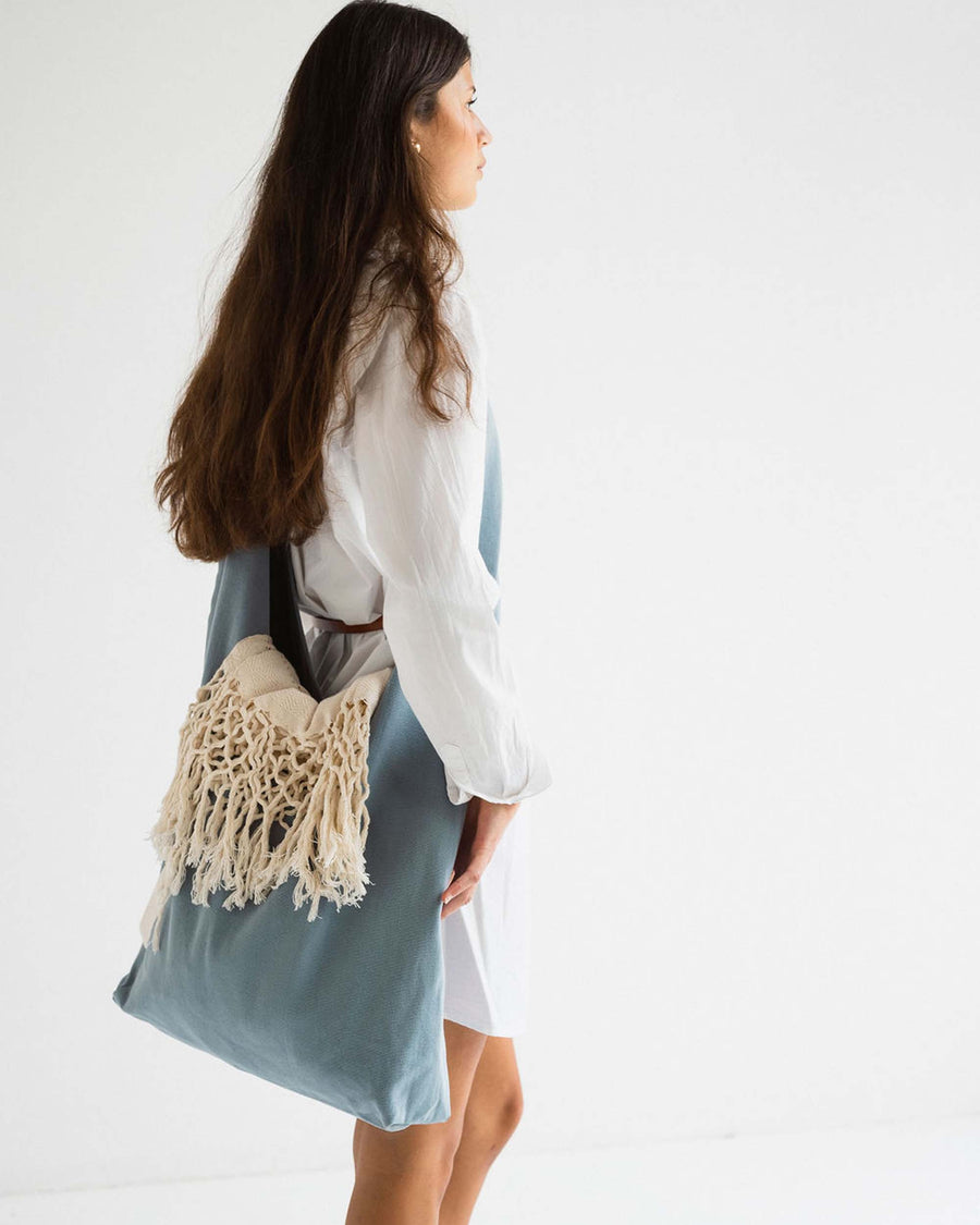 Tira Oversized Triangle Canvas Bag - Ashley Blue